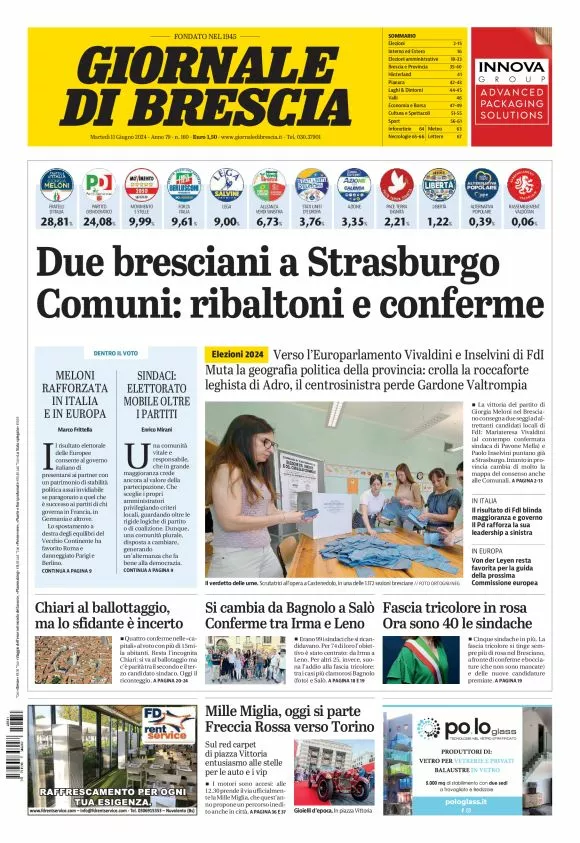 Prima-pagina-giornale di brescia-oggi-edizione-del-2024-06-11
